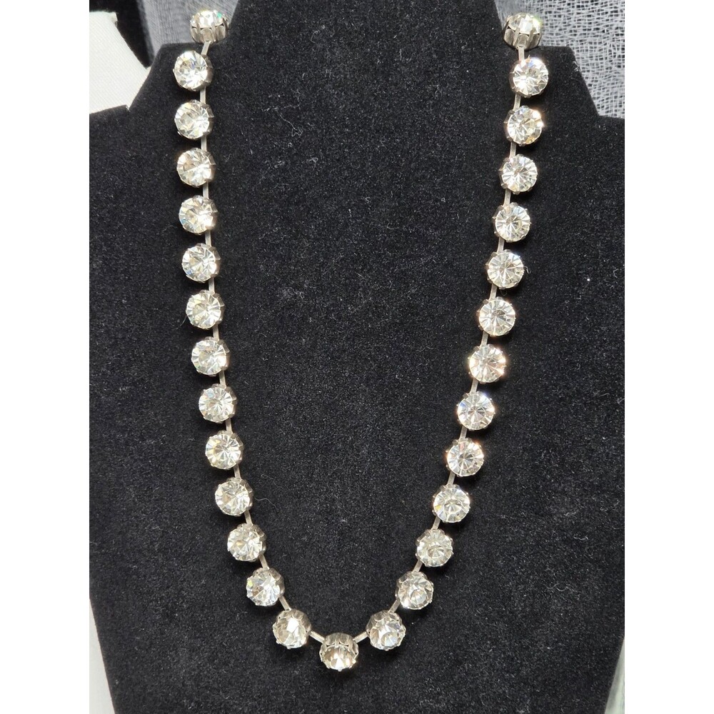 Jewel Kade Rhinestone Riviere Necklace 17-19" Silver Tone Clear Crystal Tennis
